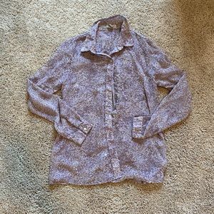 Purple floral button up shirt